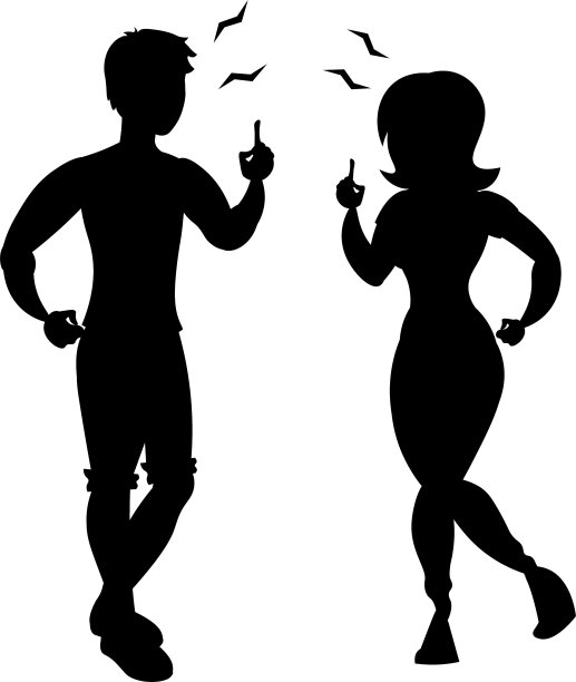夫妻冲突的剪影图片下载