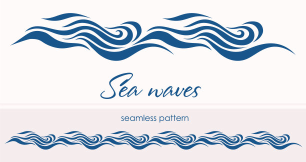 海洋无缝模式与风格化波浪上图片下载