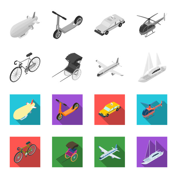 自行车、人力车、飞机、游艇等交通工具图片下载