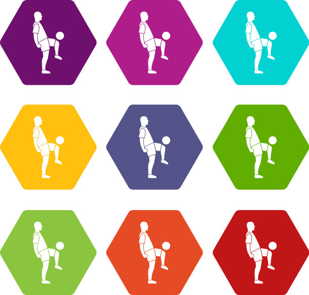 足球运动员男子图标设置颜色六面体图片下载