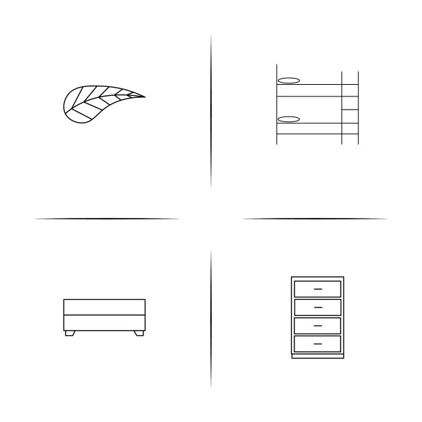 家具简单的线性图标设置简单的轮廓图片下载