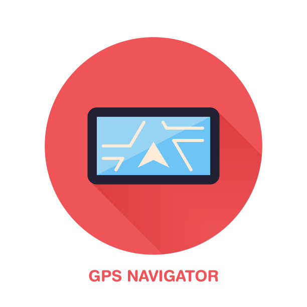 黑色GPS导航仪与街道地图平面风格图片下载