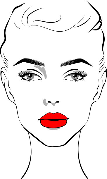 漂亮女人的脸上涂着红唇图片下载