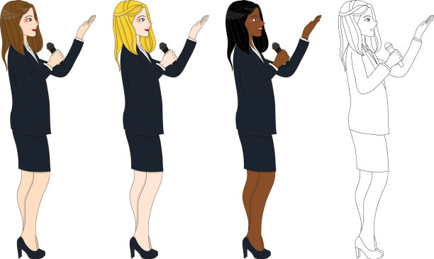 有麦克风展示的商务女性图片下载