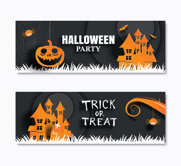 万圣节派对邀请横幅和问候图片下载
