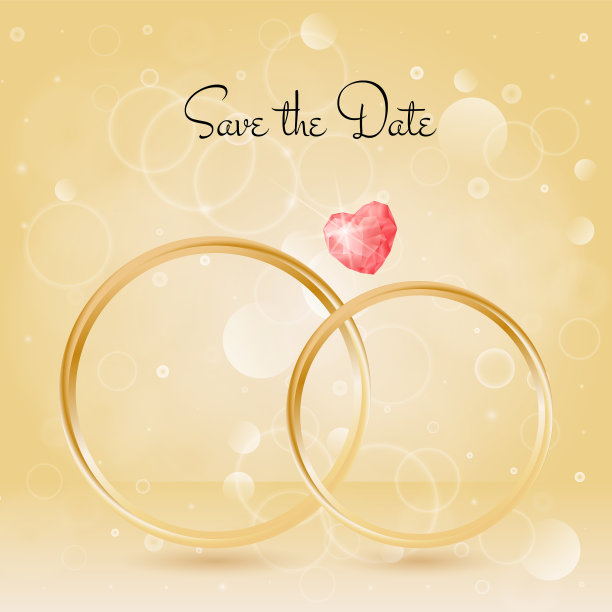 婚礼背景与戒指和宝石bokeh图片下载