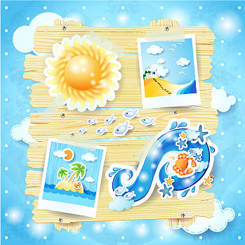 夏季背景与纸张元素图片下载