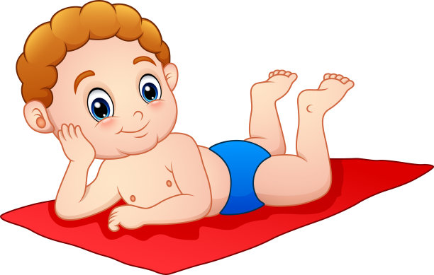 卡通男孩躺在垫子上图片下载