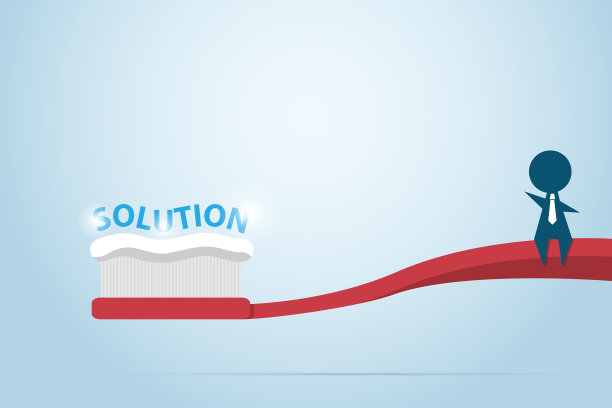 商人坐在红色的牙刷上图片下载