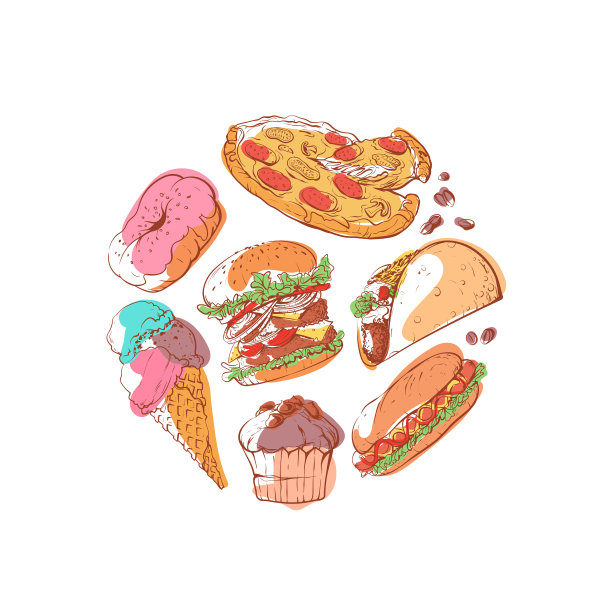 准备街头食品横幅与快餐图片下载