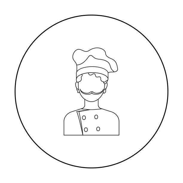 厨师图标在轮廓风格孤立在白色图片下载