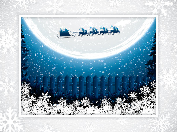 圣诞老人驾着驯鹿雪橇图片下载