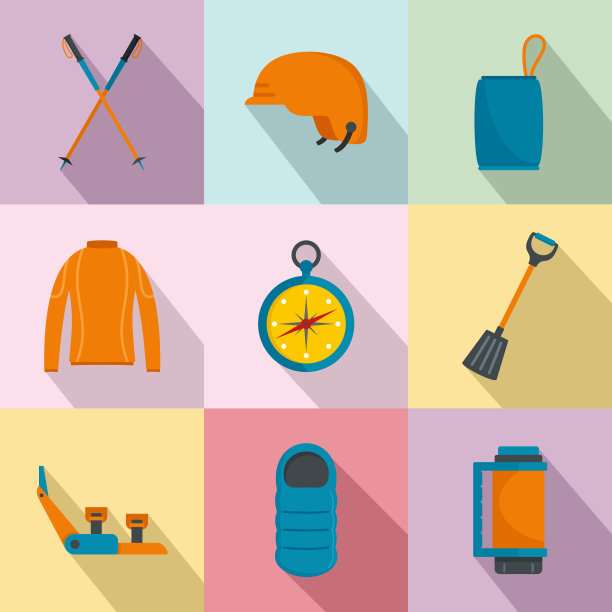 徒步方式图标设置平坦的风格图片下载