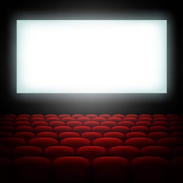 有屏幕和红色座位的电影院大厅，eps 10图片下载