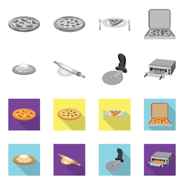 披萨和食品标志图片下载