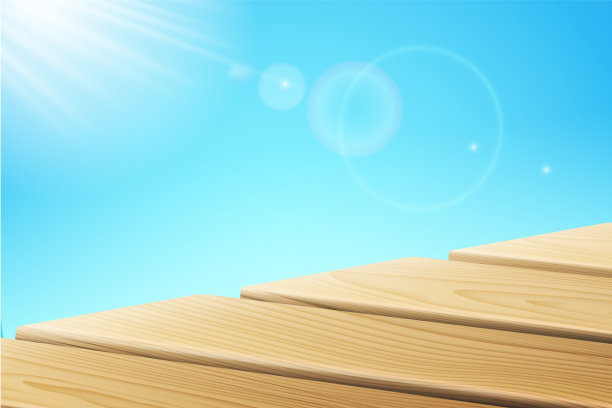 阳光照射在木码头附近图片下载