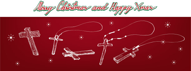 手绘木十字架和木十字架项链图片下载