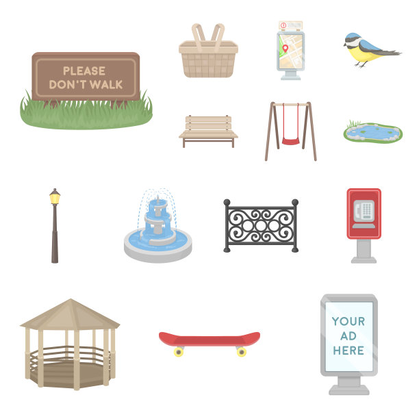 公园设备卡通图标集合图片下载