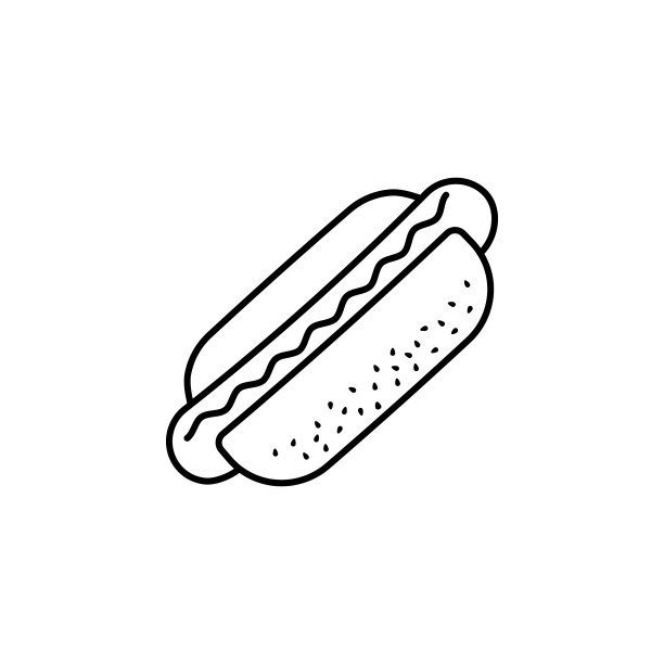 热狗线条图标食品饮料元素图片下载
