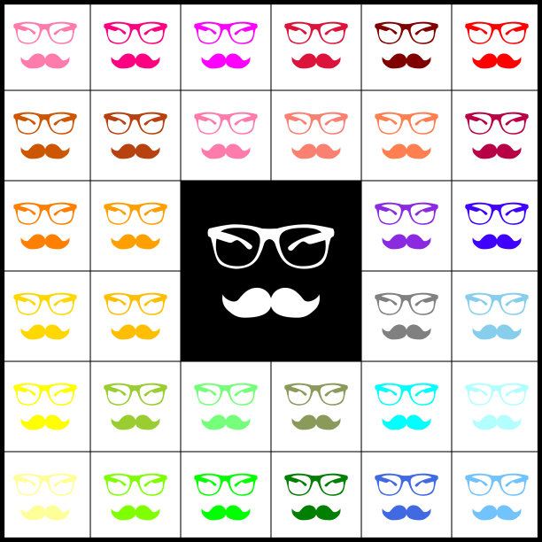 八字胡和眼镜签名，33号毡笔图片下载