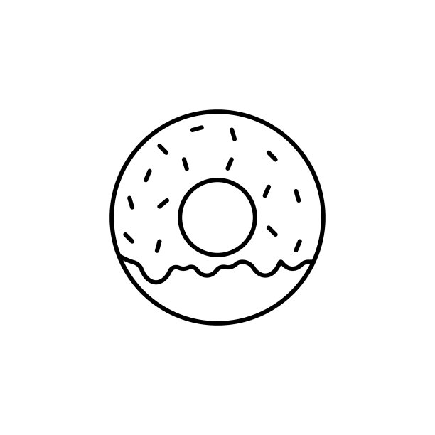 甜甜圈线性图标美食饮品元素图片下载