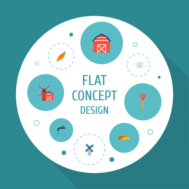 一套农业图标用扁平化风格的符号图片下载
