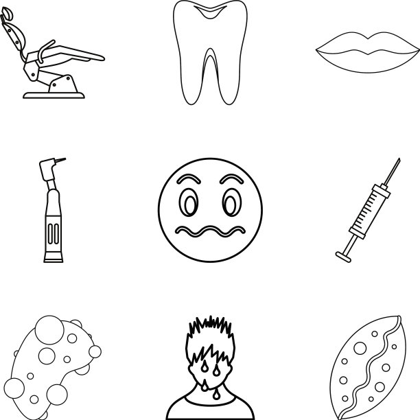 牙科保健图标设置轮廓样式图片下载