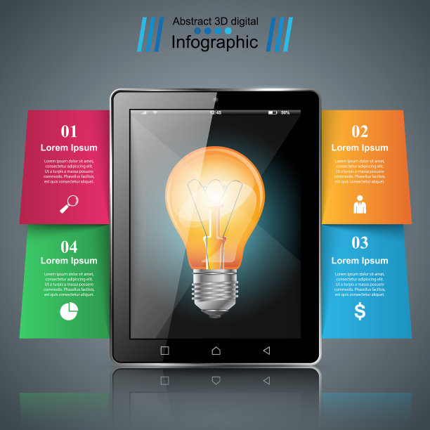 灯泡信息图表平板图标图片下载