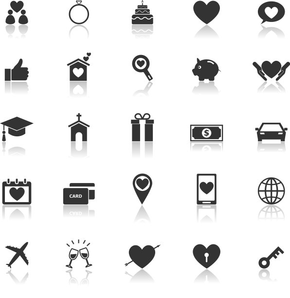 家庭图标与反映在白色的背景图片下载