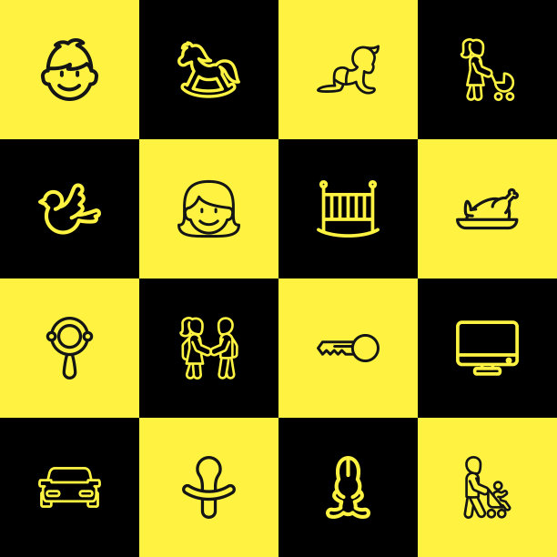 一组16可编辑的亲戚轮廓图标图片下载