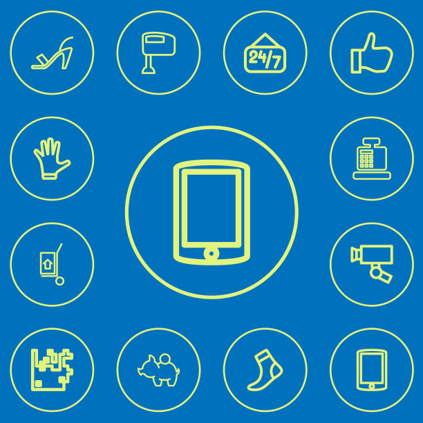 一组12可编辑的业务大纲图标图片下载