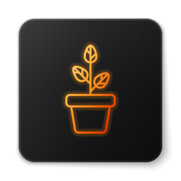 橙色发光的花在壶图标孤立上图片下载