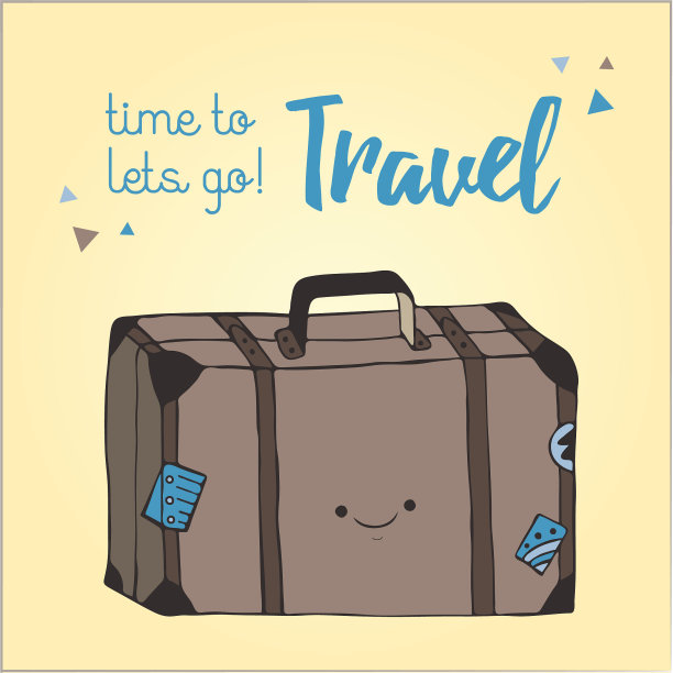 旅行袋手绘风格复古旅行箱图片下载