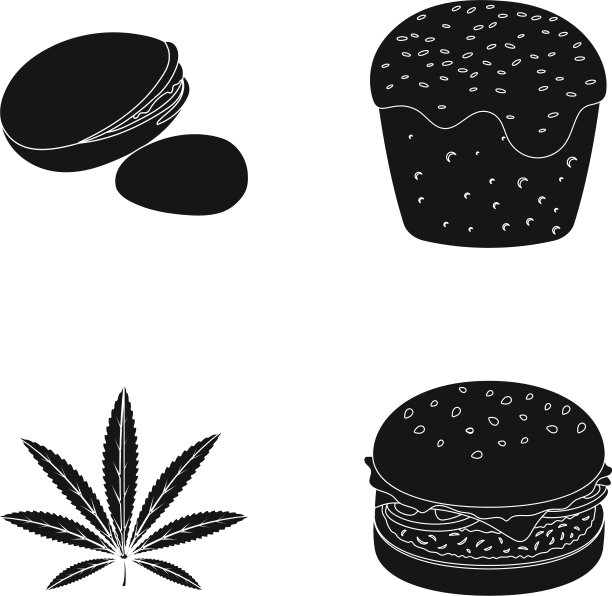 荷兰食物和其他网页图标在黑色风格图片下载