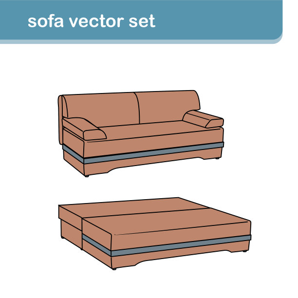 现实沙发设置与扶手椅隔离在白色图片下载