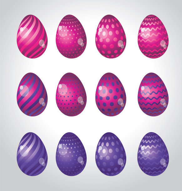 彩虹色彩鲜艳复活节彩蛋设置明亮简单图片下载