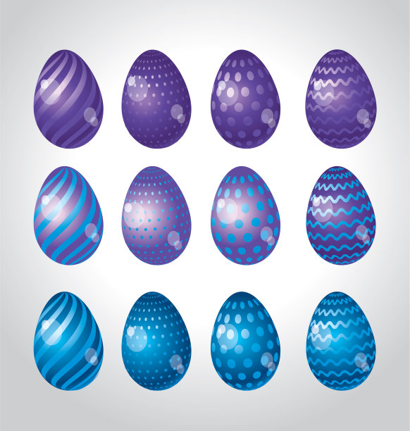 彩虹色彩鲜艳复活节彩蛋设置明亮简单图片下载