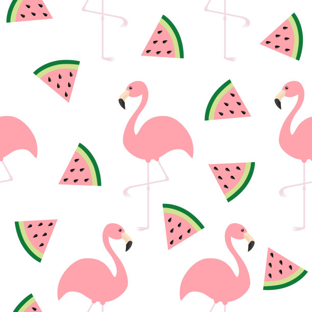 火烈鸟套热带风情无缝图案图片下载