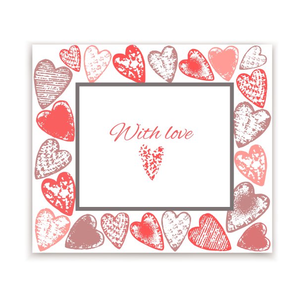 卡片tempate with heart composition图片下载