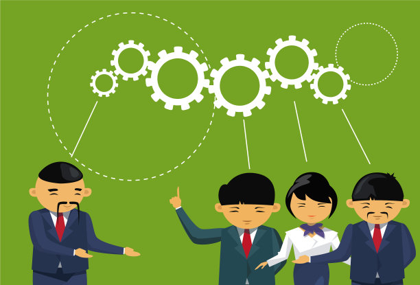 一群亚洲商人在头脑风暴图片下载