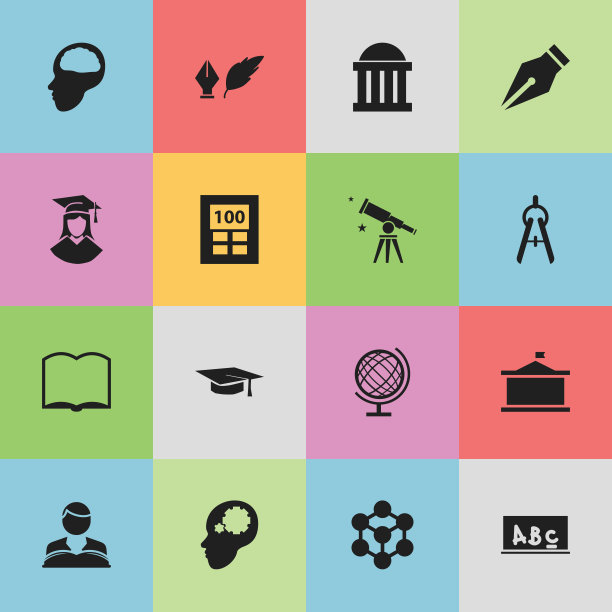 一组16可编辑的毕业图标包括图片下载