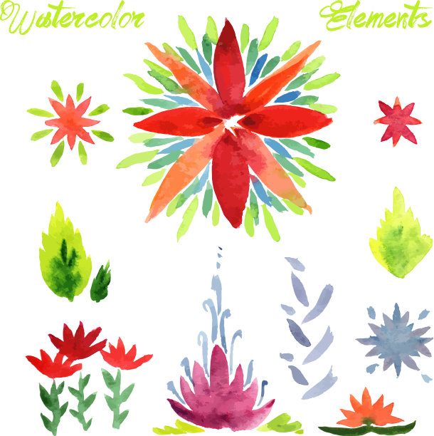 鲜花水彩元素图片下载