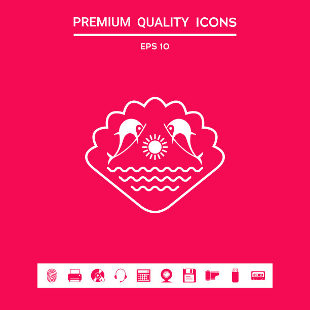 标志-海豚与太阳和大海-上图片下载