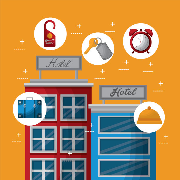 酒店大楼出租车和行李箱图片下载