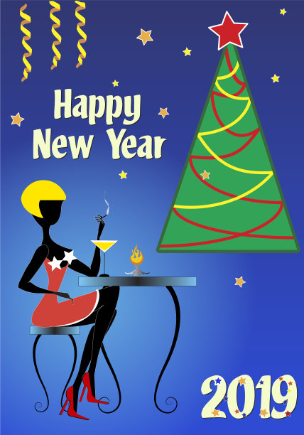 女人和男人等待新年图片下载