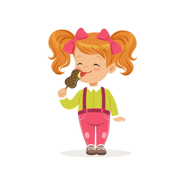 快乐的小孩舔着美味的巧克力图片下载