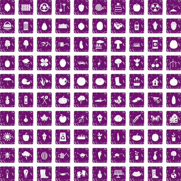 100个花园图标设置垃圾摇滚紫色图片下载