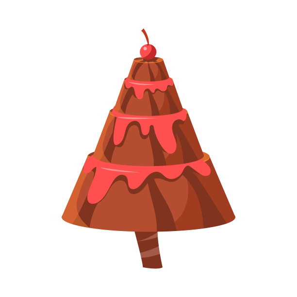 巧克力蛋糕冷杉树彩色卡通图片下载