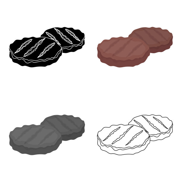 烤肉饼图标在卡通风格孤立上图片下载