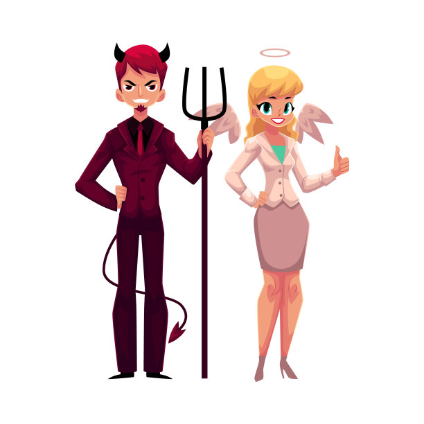 商业中的女天使男魔鬼角色图片下载